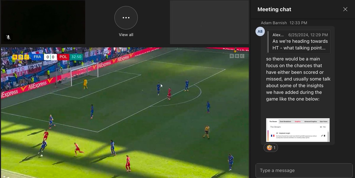 A #EURO2024 watch party. 📺

Colleagues from around the world tuned in as Jonny Whitmore and Adam Barnish gave us a live look at how the #Opta Data Insights team supports clients before, during and after games.

Check it out. ⬇️
#FRAPOL