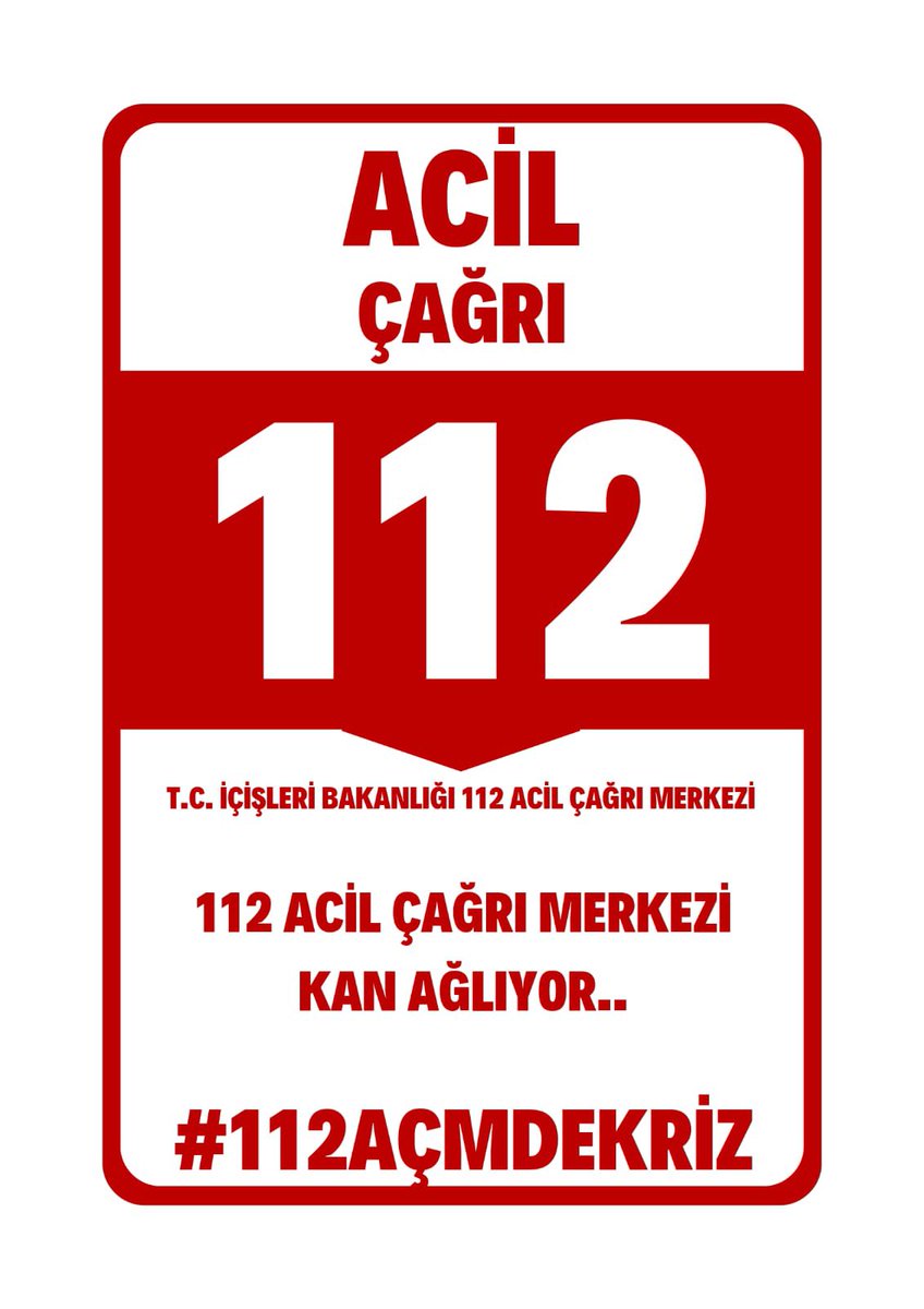 657 ye aykırı maddeler içeren 12 saatlik çalışma sistemi genelgesini, 12/36 çalışma sistemini ve mola kısıtlamalarını kabul  etmiyoruz.
#112AçmdeKriz
<a href="/TC_icisleri/">T.C. İçişleri Bakanlığı</a> 
<a href="/AliYerlikaya/">Ali Yerlikaya</a> 
<a href="/NedimAkmese/">Nedim Akmeşe</a>
<a href="/turanbulent/">Bülent TURAN</a>
<a href="/munirkaraloglu/">Münir Karaloğlu</a>
<a href="/av_mehmetsaglam/">Mehmet Sağlam</a>
<a href="/mehmetaktas023/">Mehmet Aktaş</a> 
<a href="/valibilmez/">Mehmet Emin Bilmez</a>