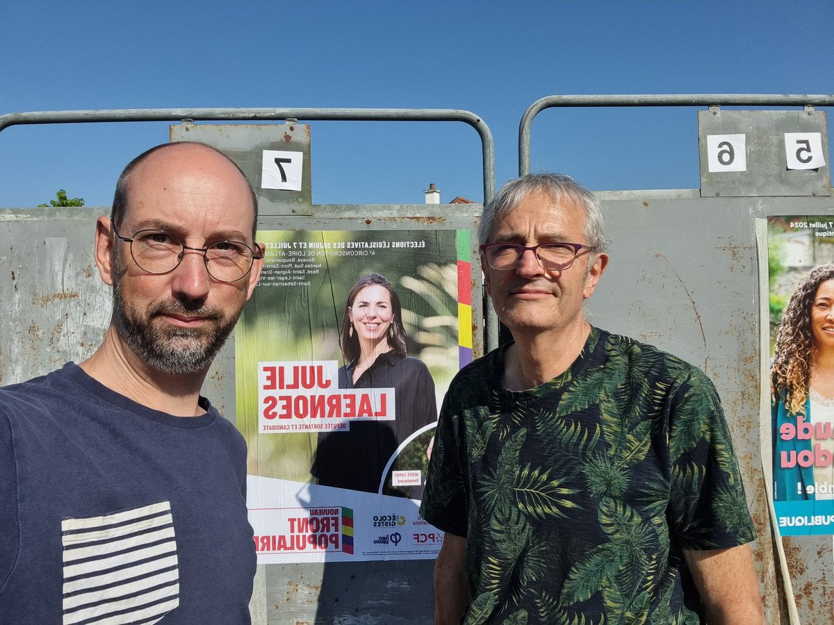 benjbaudry's tweet photo. Le soleil du Sud-Loire tapait fort, de bon matin. Ça ne nous a pas empêché d'être sur le pont avec les copains de Saint Seb'🌞
Encore 3 jours, avant le 1er tour, pour faire gagner Julie @laernoes et @herv_camus 💪
#NouveauFrontPopulaire #Circo4404 https://t.co/WgYaVqDEwX