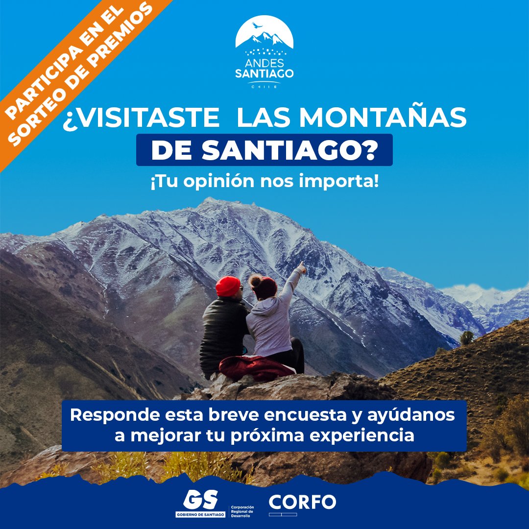 Si visitaste la montaña de la Región Metropolitana para hacer deporte o turismo, ayúdanos a responder esta breve encuesta para que tus futuras experiencias sean mejores 👇 n9.cl/andesstgo
¡Tendremos sorteos de premios para quienes participen!
#montaña #trekking #outdoor