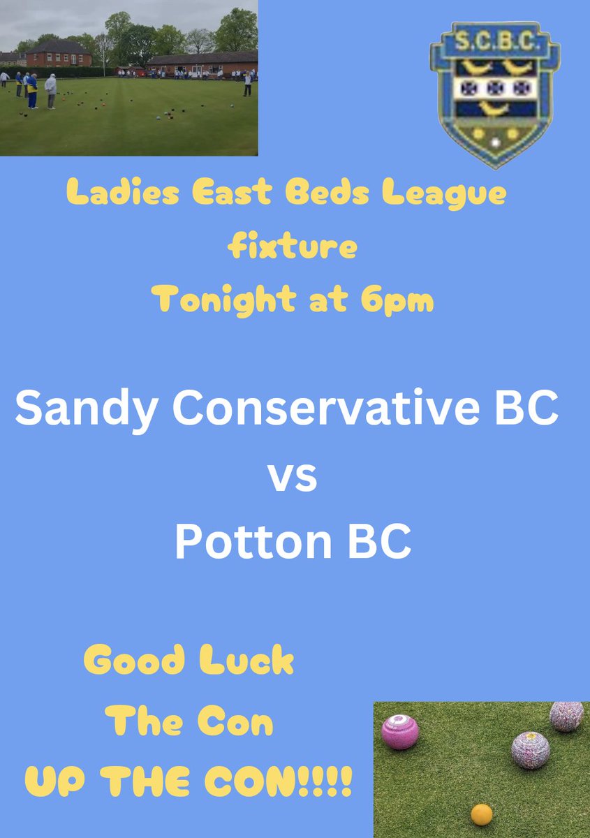 SandyConbowls's tweet photo. ITS LADIES EAST BEDS LEAGUE DAY!!!!
make sure to pop down to Potton and give the ladies some support #upthecon #bowls #lawnbowls https://t.co/E7ur5JNazc