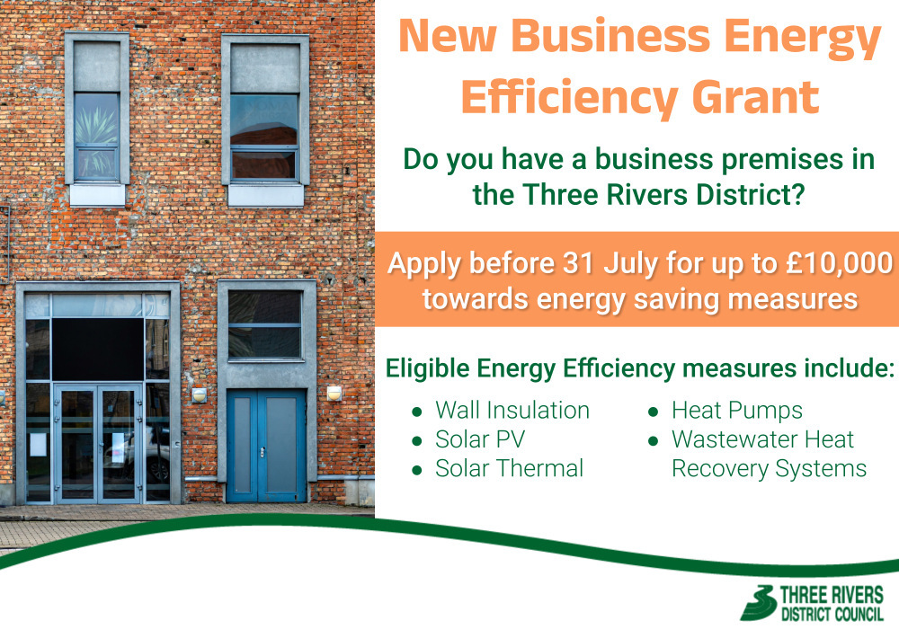 🌞For a limited time, <a href="/ThreeRiversDC/">Three Rivers District Council</a>  is offering a new Business Energy Efficiency Grant.

Eligible businesses could receive a grant up to £10k to install energy efficiency measures to their Three Rivers based premises.

For more info and to apply 👉 threerivers.gov.uk/services/envir…