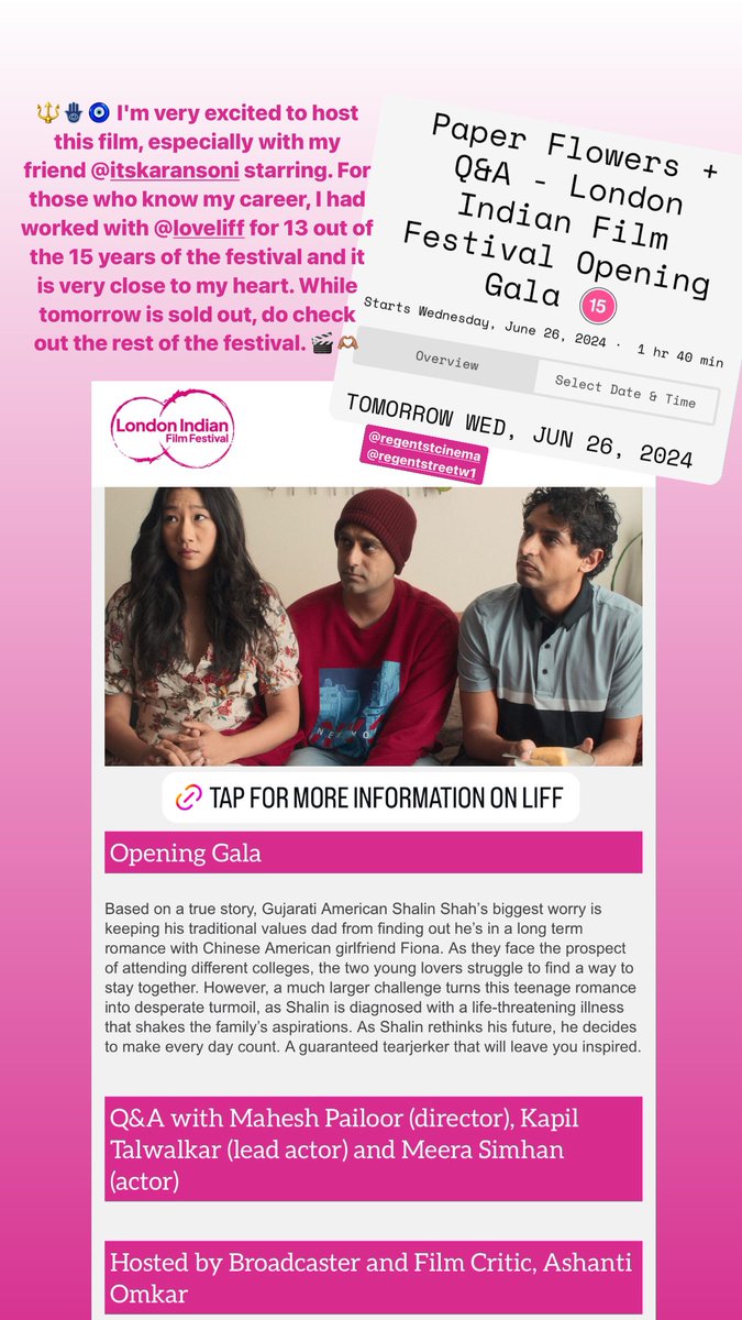 🔱🪬🧿 Excited to host, especially with my friend #karansoni starring. For those who know, I worked with <a href="/LoveIFFestUK/">Indian Film Festival UK</a> for 13 out of the 15 years of the festival &amp; it's close to my heart. Tomorrow at <a href="/RegentStCinema/">Regent Street Cinema</a> is sold out but check out the rest. 🎬⤵️
londonindianfilmfestival.co.uk/liff-2024-fest…
