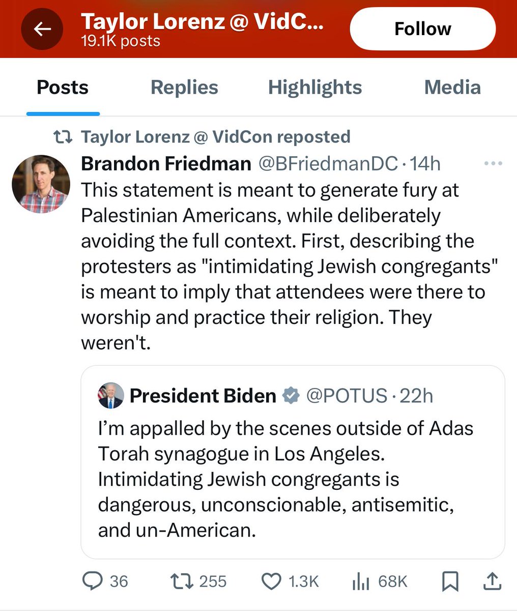 HonestReporting's tweet image. Meet @washingtonpost columnist @TaylorLorenz. On multiple occasions, she reposted justifications for the targeting of an LA synagogue on the false claim it was "hosting a sale of Palestinian land."

The type of person who believes it's justified to target a synagogue is also the…