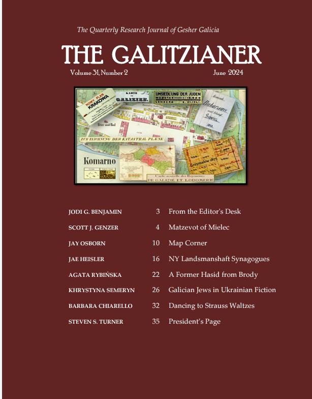 GesherGalicia's tweet image. We are delighted to announce the release of the June 2024 issue of The Galitzianer, the quarterly research journal of Gesher Galicia. From Mielec to Brody to Brzeżany to New York, this issue is geographically broad in scope.