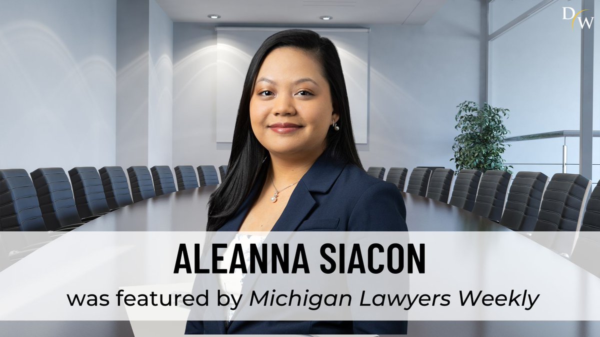 Aleanna Siacon was featured by <a href="/MiLawyersWeekly/">MiLW</a> in a segment titled “A sidebar with Aleanna Siacon,” highlighting her time before and at law school and the impact her time at DW has had on her blossoming legal career. Read more: bit.ly/3RuEBQ4 #commerciallitigation