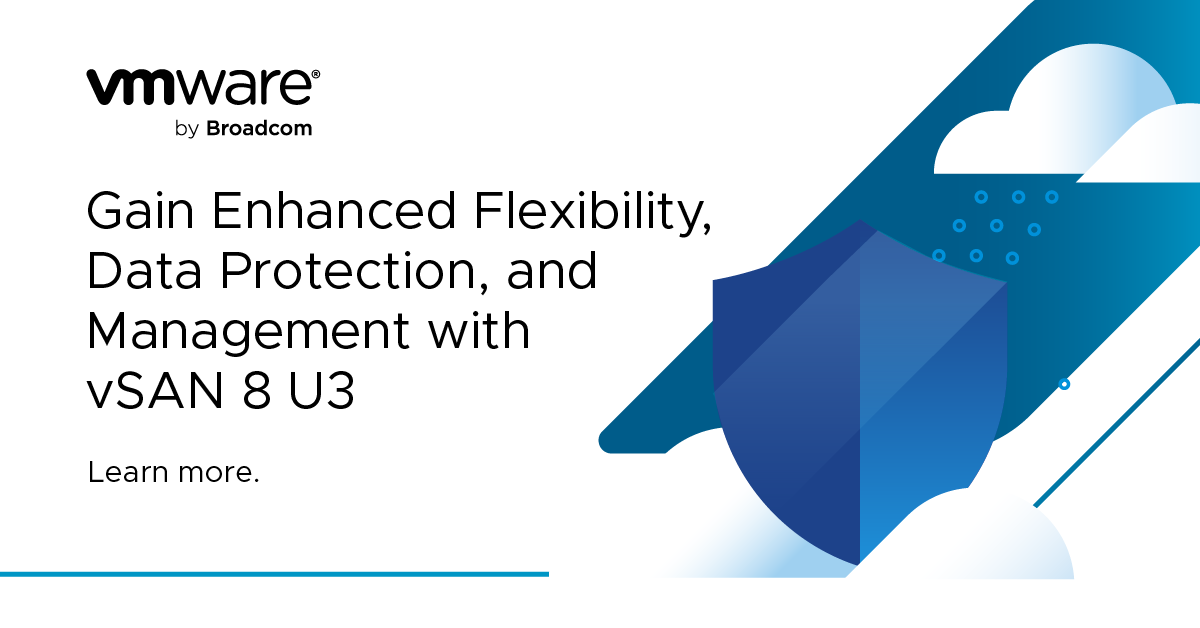 Exciting news: vSAN 8 Update 3 is now available! This release comes with new enhancements across three areas of focus: flexible topologies, agile data protection, and enhanced management. ✅ Explore the details in the blog: blogs.vmware.com/cloud-foundati…