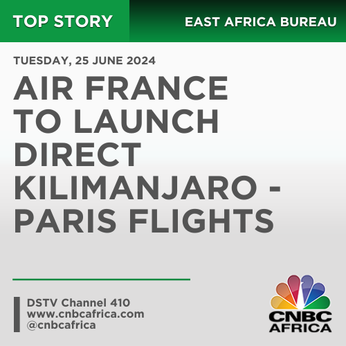 cnbcafrica's tweet photo. [TOP STORY] Air France is launching a new direct flight route from Paris to Kilimanjaro International Airport in Tanzania, further expanding its African network. 

The route, which commences on November 18, will operate three weekly flights on Mondays, Wednesdays, and Saturdays, utilizing Airbus A350-900 aircraft. 

This strategic move enhances Air France's presence in Africa, replacing the previous Paris-Zanzibar-Dar es Salaam route and providing seamless access to Tanzania's iconic Mount Kilimanjaro, a UNESCO World Heritage Site.

#CNBCAfrica #DSTV410 #ClosingBell #CBEA