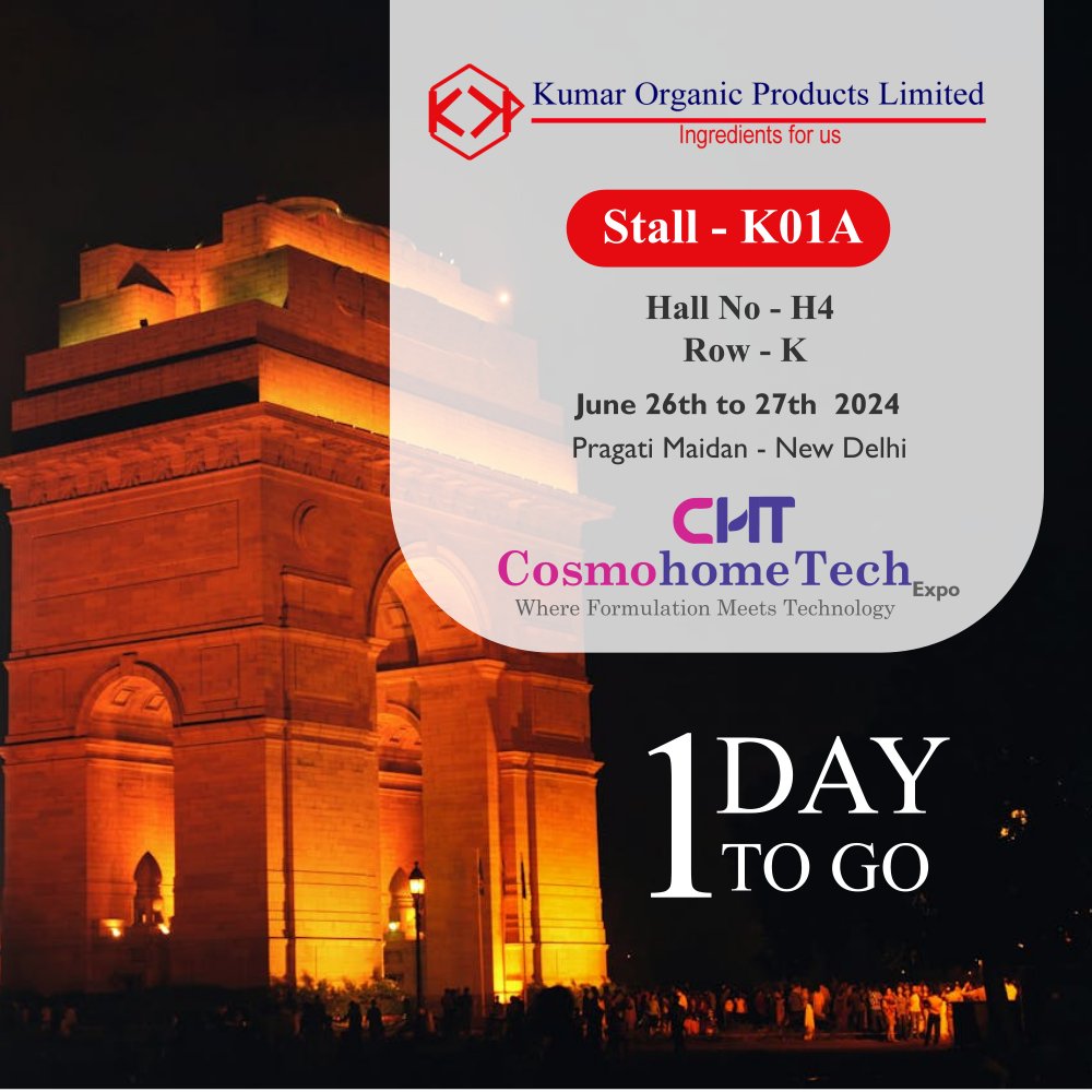 KumarOrganic's tweet image. 🚀 Only 1 day to go! 🚀

Catch us at #CosmoHomeTech Expo in New Delhi! 🏛️

📅 June 26-27, 2024 
📍 Stall: K01A, 
Hall H4, Row K

Join Kumar Organic to explore the latest in ingredient innovation and technology. See you there! 🌟

#Innovation #NewDelhi #Ingredients
