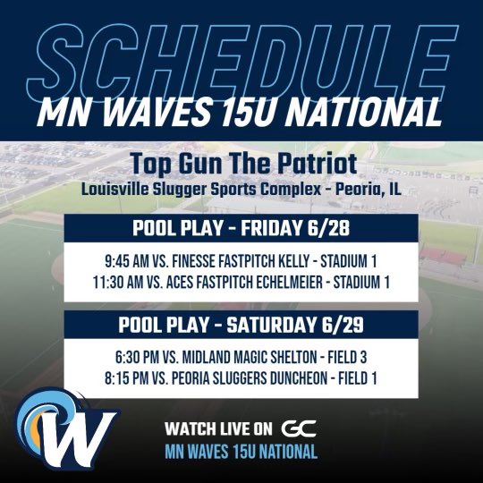 Can’t wait for this upcoming weekend in Peoria Illinois, here is my pool play schedule!