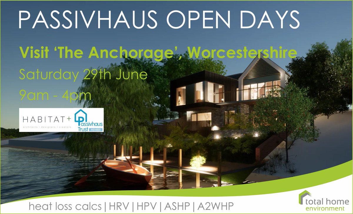 TotalHomeEnviro's tweet image. Great to see &apos;The Anchorage&apos; selected for the @PassivhausTrust Open Days event. Designed sustainably by @HabitatArchitects, our #HeatRecoverySystem will soon be installed maintaining a healthy indoor climate. Book here to see it at super-structure stage. habitatplus.co.uk/passivhausopen…