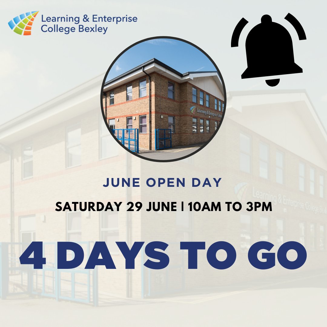 LECBexley's tweet image. 4 days left until our Summer Open Day! 

Join us this Saturday at 10am to discover what it's like to study at LECB and learn about the support and services we provide.

Get your tickets now: ow.ly/6JK950Sp5lk 

#LECBOpenDay #BexleyResidents #OpenDay #LECB