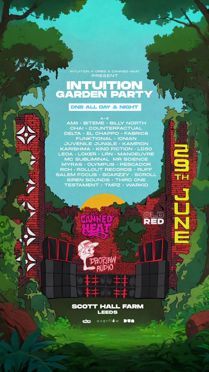 Intuition Music &amp; ourselves alongside Canned Heat, Overflow &amp; ORBS are putting on a truly massive Drum &amp; Bass party this Saturday in #leeds Be sure to join us, the location is really special - not to mention sound by Dropjaw Audio 

ra.co/events/1945997