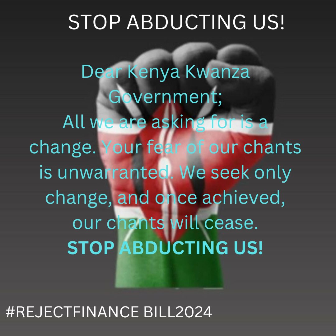 JoyAddah's tweet image. You are so threatened with our chants  you resolved to abduct us to shut us up,but this will not stop us.
#RejectFinancebill2024
#FreeShadKhalif
#FreeGabrielOguda
#FreeOsamaOtero
#FrerDreyMwangi