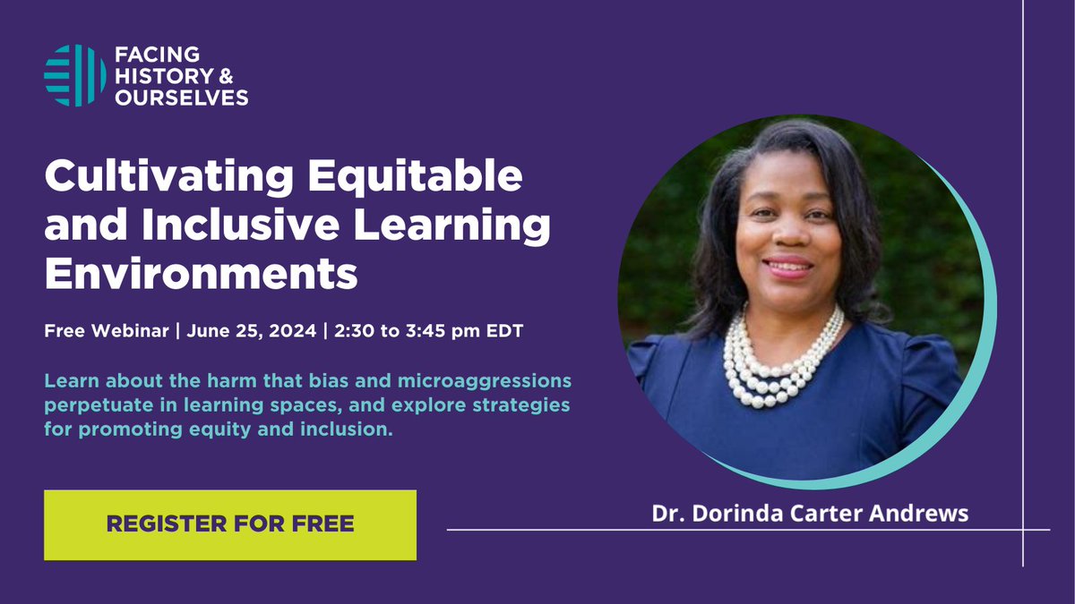 SylentTrayde's tweet image. Looking forward @facinghistory&apos;s conversation today w/Dr. Carter Andrews facinghistory.org/learning-event… #edequity #fhonline