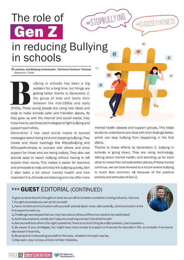YouthShoots's tweet image. I'm delighted to be the guest editorial in Issue 4 of the QLS New Generations Anti-Bullying Newspaper, following on from a long-term partnership with @FredFeatham 
The article is based on QLS's current 8th volunteering year "Be Inclusive With QLS''