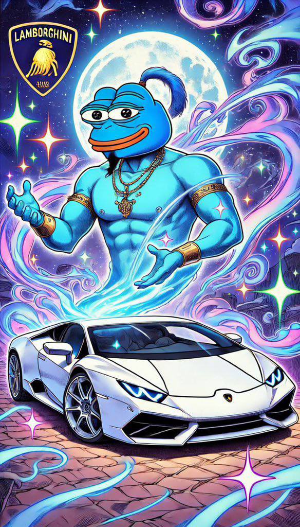 Genie_pepe's tweet photo. @rare10x Granting peoples wishes! 
Need lambo? Ask for genies wishes
$Genie #LamboGENIE https://t.co/BKdmp2UFSj