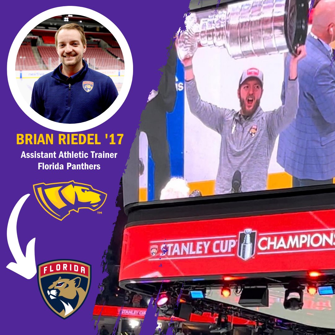 A Pointer lifts the Cup! CONGRATULATIONS to #UWSP alum Brian Riedel '17, assistant athletic trainer for the @flapanthers, on winning the #StanleyCup in Game 7 Monday night! <a href="/NATA1950/">NATA</a>