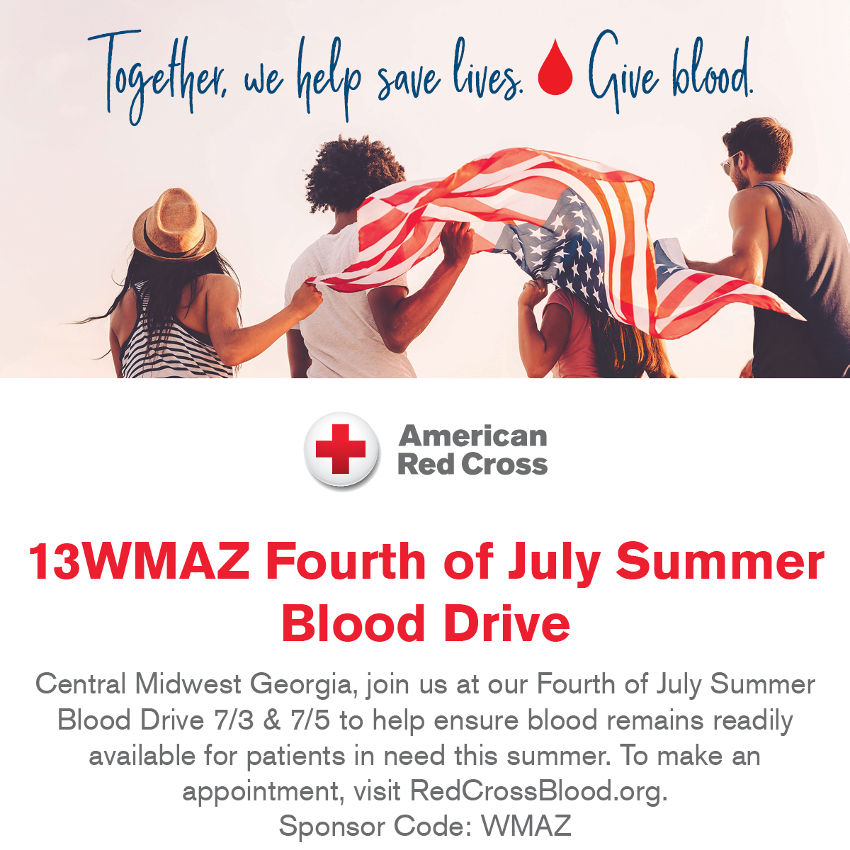 GARedCross's tweet photo. Roll up a sleeve 💪 at our WMAZ #July4th blood drives here in Central Georgia! Participants get a special TWISTERS + Red Cross umbrella while supplies last! Sign up today at https://t.co/mB8lC6gvvd, sponsor code WMAZ. https://t.co/z7NrvTanTl
