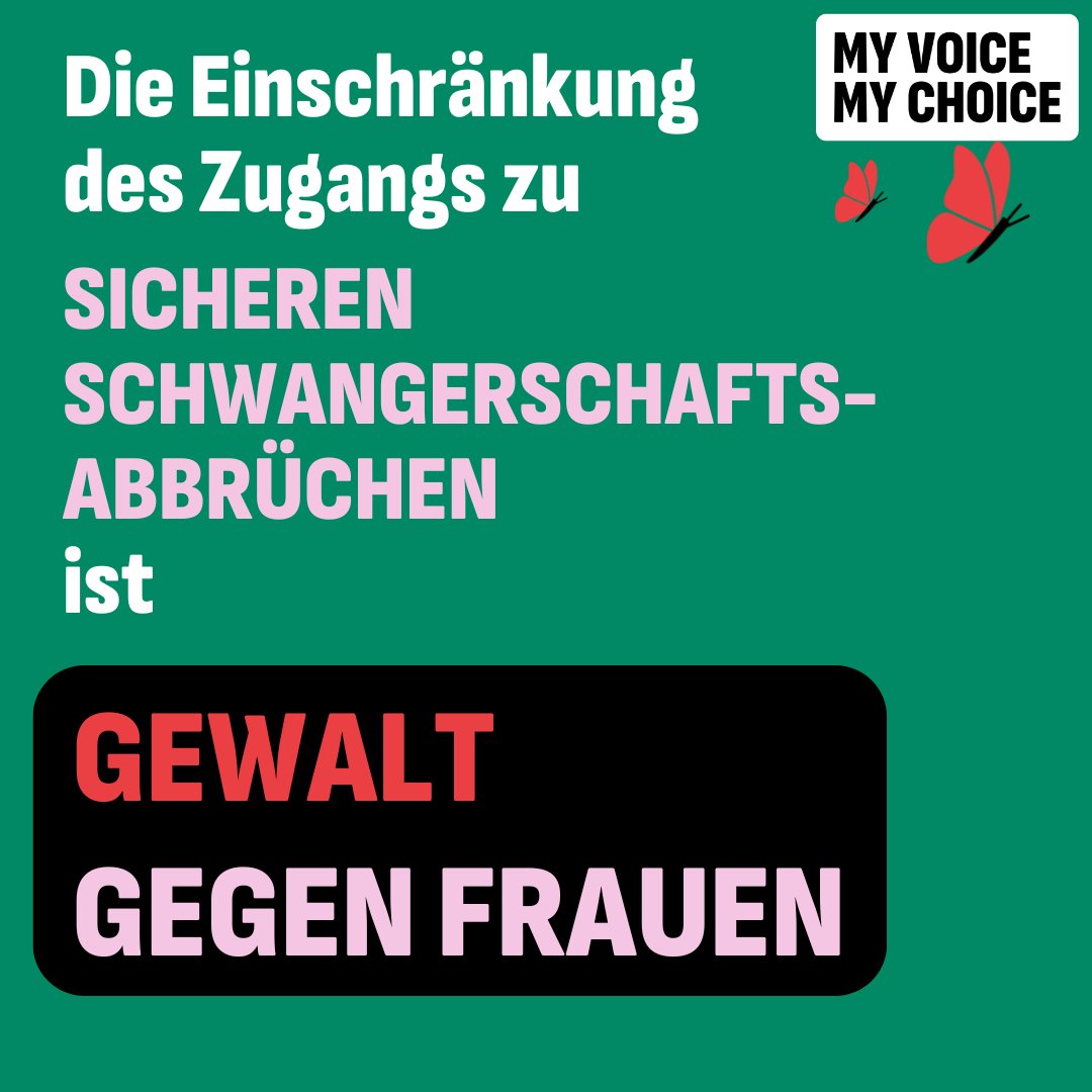 Die Einschränkung des Zugangs zu sicheren Schwangerschaftsabbrüchen ist Gewalt an Frauen! Unterschreibt die Petition von #myvoicemychoice für das EU-weite Recht auf Schwangerschaftsabbrüche: eci.ec.europa.eu/044/public #StopViolenceAgainstWomen #wegmit218