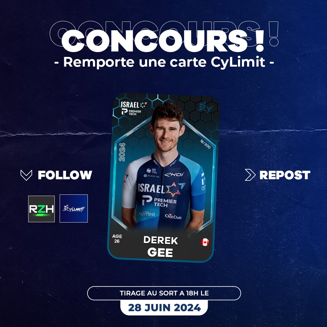 🚴‍♂️CONCOURS CYLIMIT  🇫🇷

Et oui le Tour de France débute dimanche, Cylimit vous fait gagner une carte !

Pour participer :
- Follow <a href="/cylimit_game/">CyLimit</a> 
- RT ce post 

Mon code de parrainage : RZHCYLIMIT 

Et en plus, vous avez un mode Free2Play pour découvrir et vibrer sur le TDF !