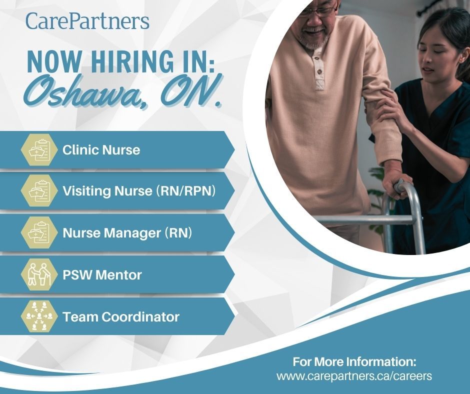 CarePartnersCA's tweet image. Are you a #PSW, #Nurse, or #TeamCoordinator in the #OshawaOntario area looking to make a change in your career? Look no further, CarePartners is looking for someone just like you! 

For more information and to apply today: buff.ly/3KDzfyc
