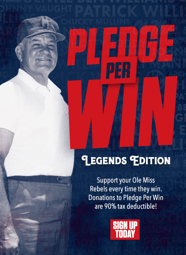 OleMissAF's tweet photo. Honor Rebel Legends this season with #PledgePerWin‼️
Support your Ole Miss Rebels every time they win🏟️Donations to #PledgePerWin are 90% tax deductible.
🔗Sign Up Today: https://t.co/1pVdxHLAc6
#GiveToTheSip 🔴🔵🏈 https://t.co/s9O774J4Jv