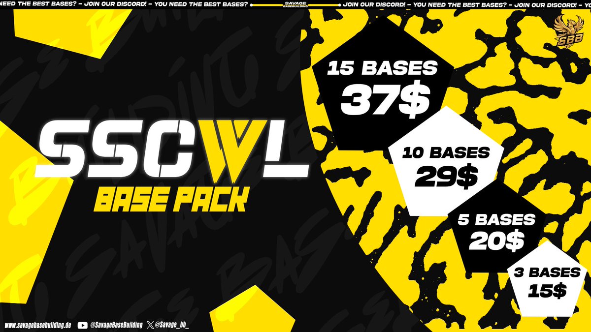 The CWL is approaching🤩

We have the perfect Pack for everyone
whether you're a single player or an entire clan🤗

Our Builders have prepared OP CWL bases for you that have been tested against Air Spam and Root Rider. ✅

Order On Discord ➡️

discord.gg/dMFKbVHw52