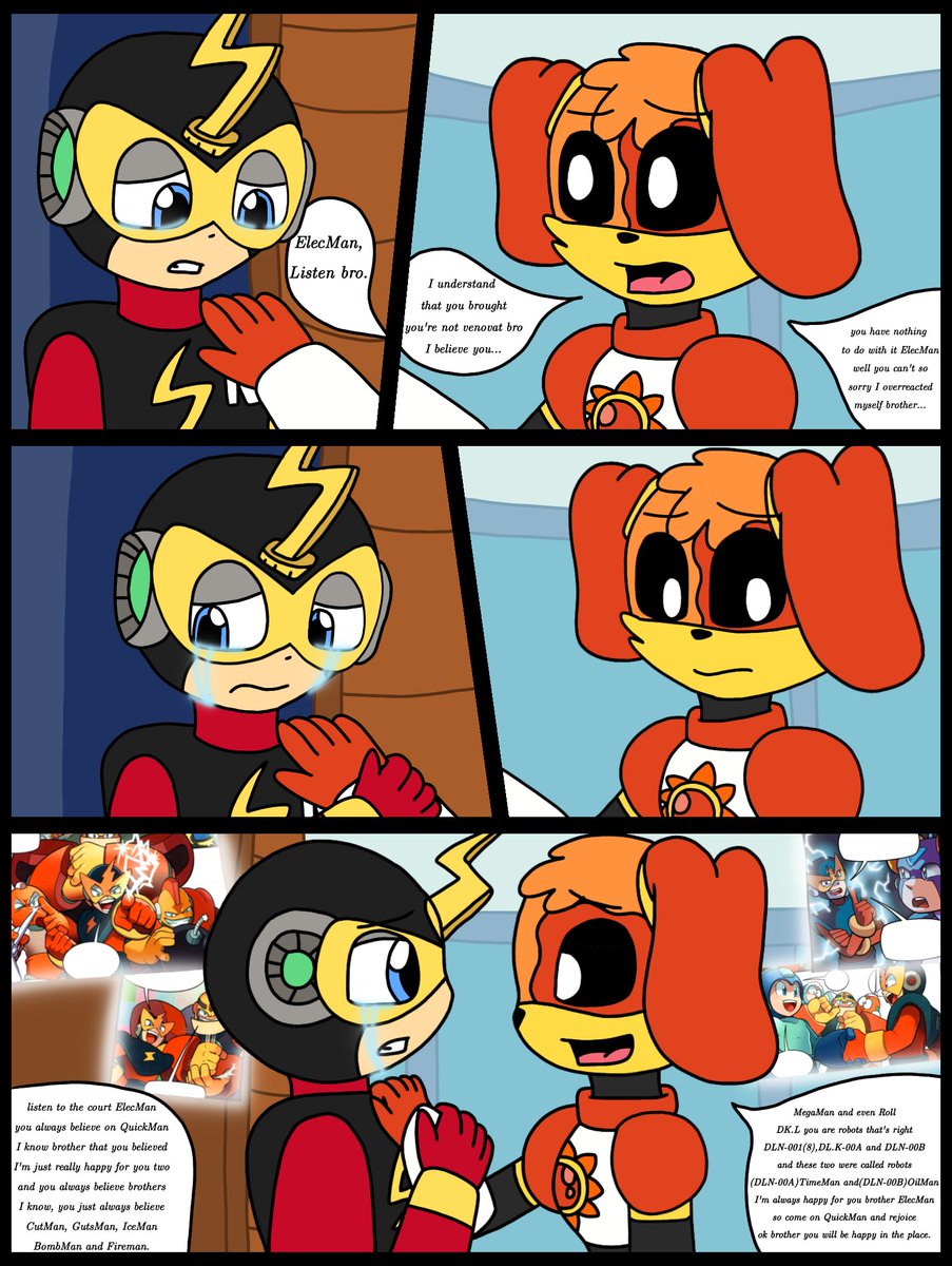 tazelkovoj's tweet image. MegaMan &amp;amp; Smiling Critters (Comic's)
Chapter 1 - Love's 🧡Day and Night💜
Episode 1 (Acquaintance Robots)
#MegaMan #CutMan #GutsMan #IceMan #BombMan #ElecMan #TimeMan #SmilingCritters #DogDay #DayMan