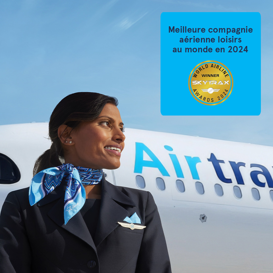 Air Transat élue 𝗠𝗲𝗶𝗹𝗹𝗲𝘂𝗿𝗲 𝗰𝗼𝗺𝗽𝗮𝗴𝗻𝗶𝗲 𝗮𝗲́𝗿𝗶𝗲𝗻𝗻𝗲 𝗹𝗼𝗶𝘀𝗶𝗿𝘀 𝗮𝘂 𝗺𝗼𝗻𝗱𝗲 pour la 6ème fois aux #WorldAirlineAwards2024 de 𝗦𝗸𝘆𝘁𝗿𝗮𝘅! 🥇 Merci à nos inestimables passager·ères &amp; notre équipe dévouée. 👉 transat.com/fr-CA/corporat…