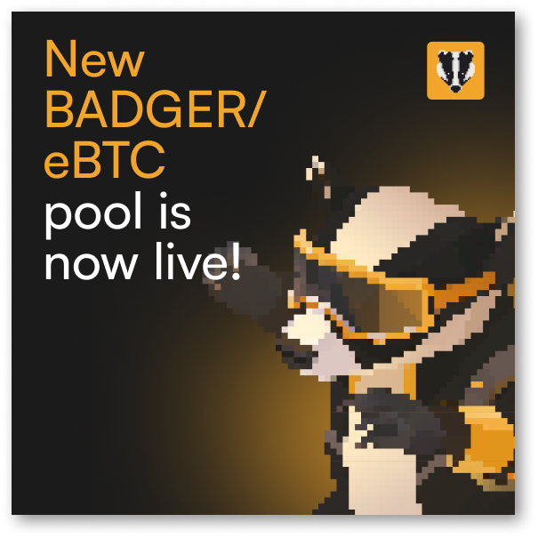 BadgerDAO's tweet photo. Did you know? 🧠

Through BIP 105, the treasury was enabled to migrate up to 50% of BADGER/wBTC to a new BADGER/eBTC pool.

The new pool is live, with $4M of liquidity migrated.

Check it out 👇 https://t.co/B73vp0o0yC