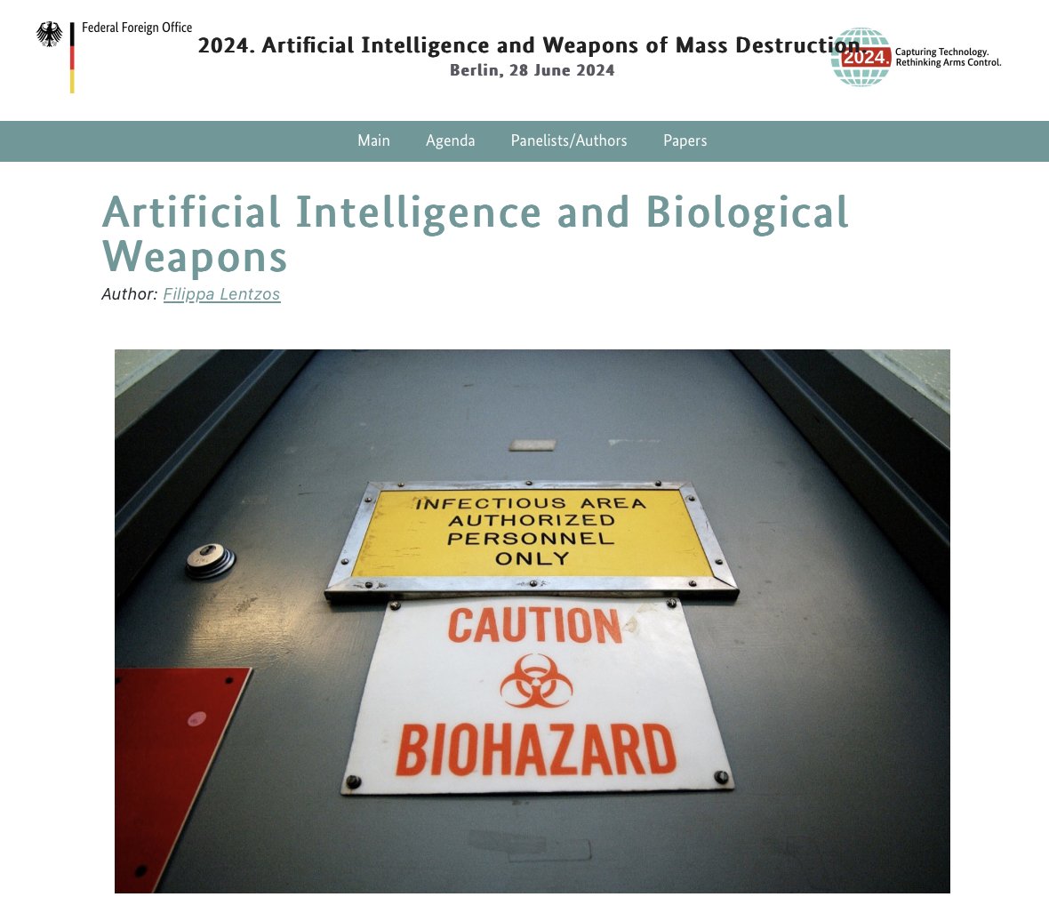 Dr Filippa Lentzos (@filippalentzos) on Twitter photo My short piece on #AI and #bioweapons ahead of <a href="/GermanyDiplo/">GermanForeignOffice</a> and <a href="/GERMANYonUN/">Germany in the United Nations</a>'s #RethinkingArmsControl conference: rethinkingarmscontrol.org/papers/artific… My short piece on #AI and #bioweapons ahead of <a href="/GermanyDiplo/">GermanForeignOffice</a> and <a href="/GERMANYonUN/">Germany in the United Nations</a>'s #RethinkingArmsControl conference: rethinkingarmscontrol.org/papers/artific…