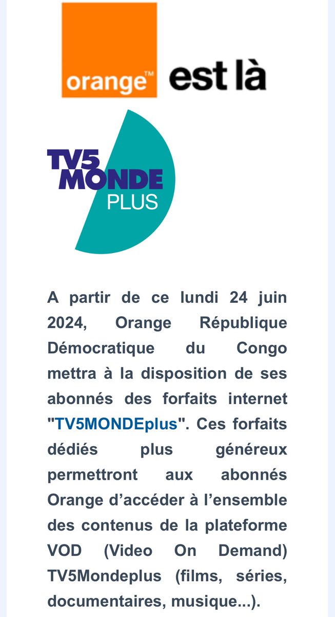 TV5MONDE PRO (@tv5monde_pro) on Twitter photo .<a href="/TV5MONDE/">TV5MONDE</a> s'associe à Orange en RDC <a href="/Orange__RDC/">Orange RDC</a> pour la promotion de la plateforme <a href="/TV5MONDEPLUS/">TV5MONDEPLUS</a> presse.tv5monde.com/tv5monde-sasso… .<a href="/TV5MONDE/">TV5MONDE</a> s'associe à Orange en RDC <a href="/Orange__RDC/">Orange RDC</a> pour la promotion de la plateforme <a href="/TV5MONDEPLUS/">TV5MONDEPLUS</a> presse.tv5monde.com/tv5monde-sasso…