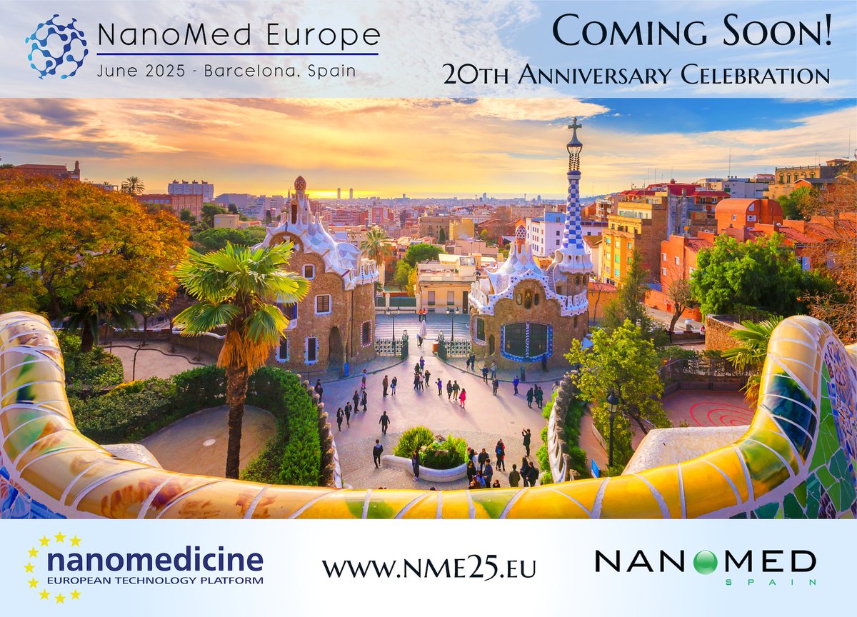 ETP Nanomedicine (@etpnanomedicine) on Twitter photo 🚨 BREAKING NEWS: #NME25 is coming to #Barcelona in June 2025! 🌟 Celebrate the 20th anniversary of both ETPN and <a href="/NanomedSpain/">NanomedSpain</a>! 🎉 Join us for an unforgettable European #conference on the future of #Nanomedicine! 🌍 Stay tuned: nme25.eu #Nanotechnology #Healthtech 🚨 BREAKING NEWS: #NME25 is coming to #Barcelona in June 2025! 🌟 Celebrate the 20th anniversary of both ETPN and <a href="/NanomedSpain/">NanomedSpain</a>! 🎉 Join us for an unforgettable European #conference on the future of #Nanomedicine! 🌍 Stay tuned: nme25.eu #Nanotechnology #Healthtech