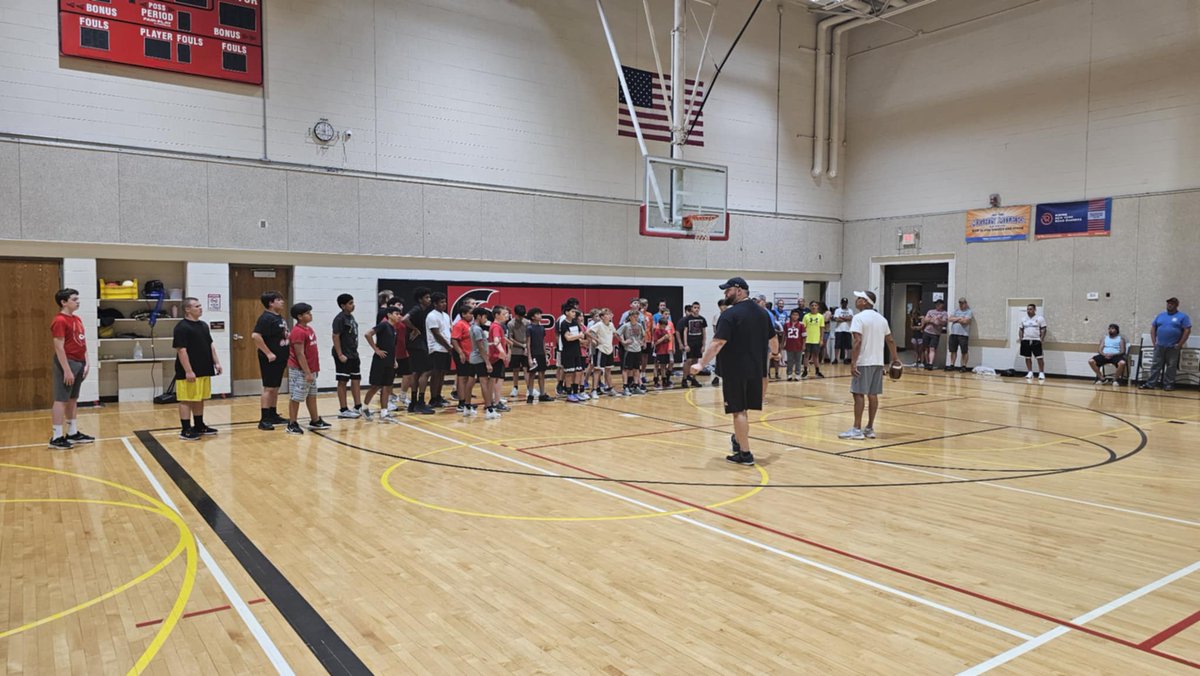 Great hustle and great enthusiasm were on display at our first night of camp! We'll be back at it again tonight! Hopefully, it'll be on the turf, but if not, we'll be in the JV gym at Emporia Middle School.