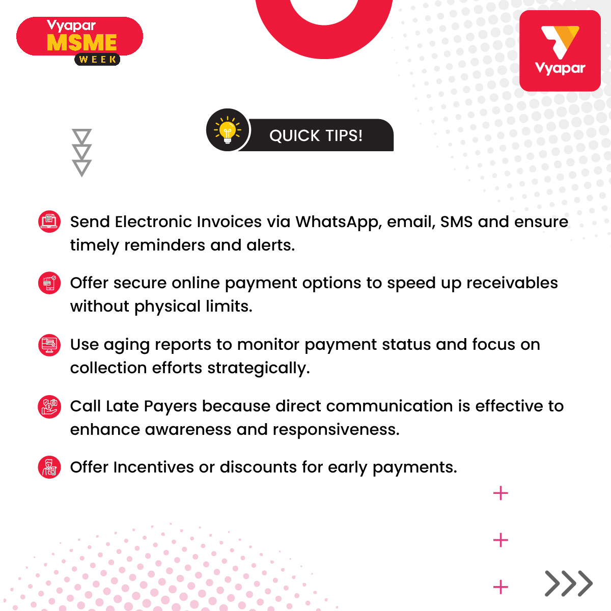 VyaparApp's tweet image. 💡Boost your business&apos;s financial health! Implement these 5 tips to manage your accounts receivable more efficiently and improve cash flow.
#supportLocalMsme #shopLocal #finance #accounting #AccountsReceivable #CashFlow #BusinessTips #INDvsENG #banknifty #VyaparApp #HDFCBank