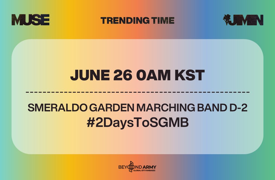 RT AND REPLY

JIMIN IS COMING
SMERALDO GARDEN MARCHING BAND D-2
#2DaysToSGMB