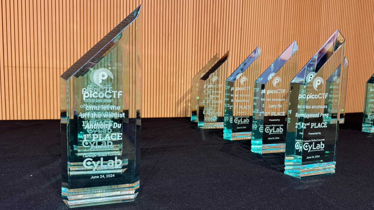 picoctf's tweet photo. 🎉🏆 The picoCTF 2024 Awards Ceremony was a massive success! Held at @CarnegieMellon on June 24, we celebrated the brightest young minds in cybersecurity. Congratulations to all the winners and participants! #CyberSecurity #CMU @CyLab @inicmu @S3DatCMU @lorrietweet @HananHibshi https://t.co/MCul3FYfh8