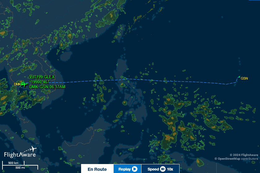 Julian Assange’s flight VJT199 has just taken off from Bangkok, heading towards US airspace and Saipan Island. All eyes on #AssangeJet.
