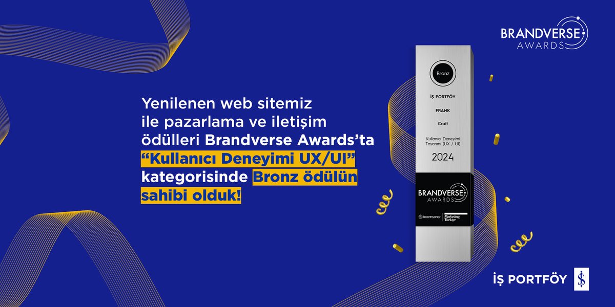 isportfoy's tweet photo. Yenilenen web sitemiz ile en başarılı pazarlama, iletişim ve reklam çalışmalarının ödüllendirildiği Brandverse Awards’ta “Kullanıcı Deneyimi UX/UI” kategorisinde Bronz ödülün sahibi olduk! 🏅 https://t.co/MN6DVIWM8B