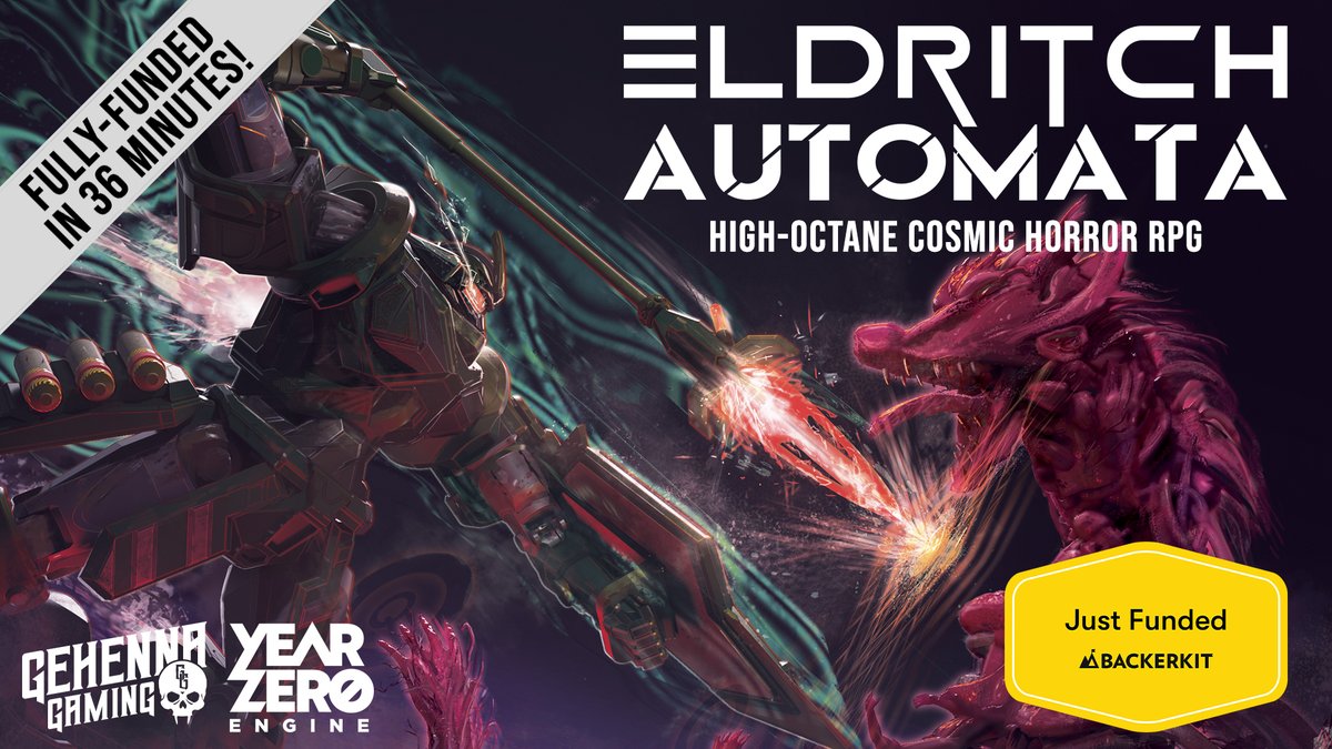 GehennaGaming's tweet photo. And we are FUNDED! Thank you to everyone who's backed already as we pass our goal and head into those stretch goals!
#TTRPG #EldritchAutomata #YearZeroEngine #Tabletop #CosmicHorror #TabletopRPGs #TabletopGaming #HorrorRPG https://t.co/1Ib4oygxJT