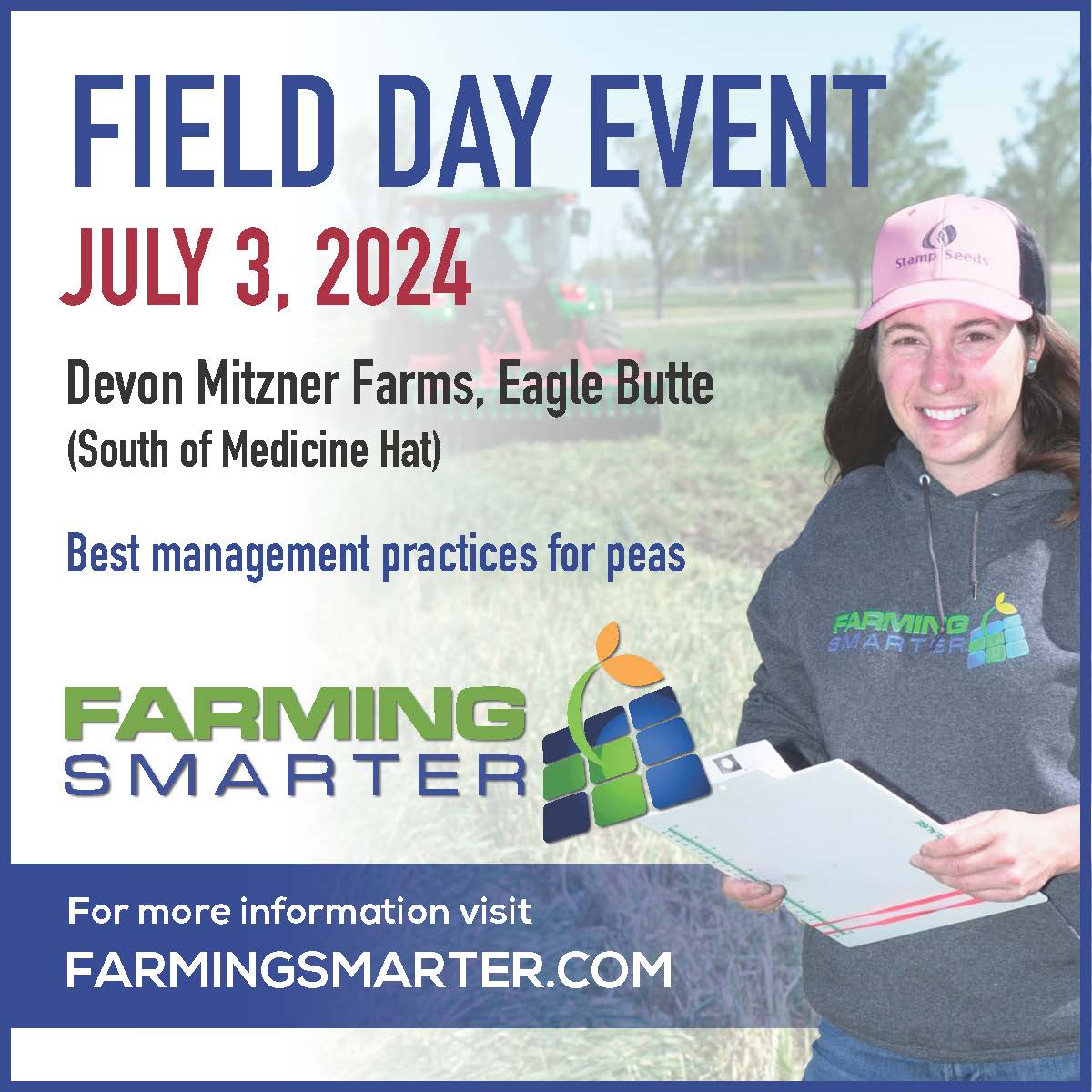 Join <a href="/farmingsmart_aw/">Ashley</a> in the field to learn the best management practices on implementing peas into your rotations, July 3!

Our second free pop-up field event with <a href="/FarmersClimate/">Farmers for Climate Solutions</a> is at the Mitzner farm in Eagle Butte from 1-3pm. 

Read more:
farmingsmarter.com/fcs-field-day-…