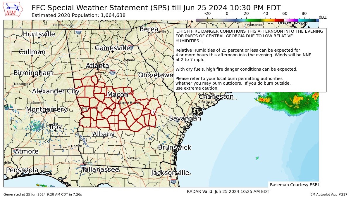 NWSAtlanta's tweet photo. We have issued a fire danger statement for portions of the area to account for low RHs this afternoon and evening. Use caution if burning! 🔥#gawx https://t.co/CT8jXulbiE