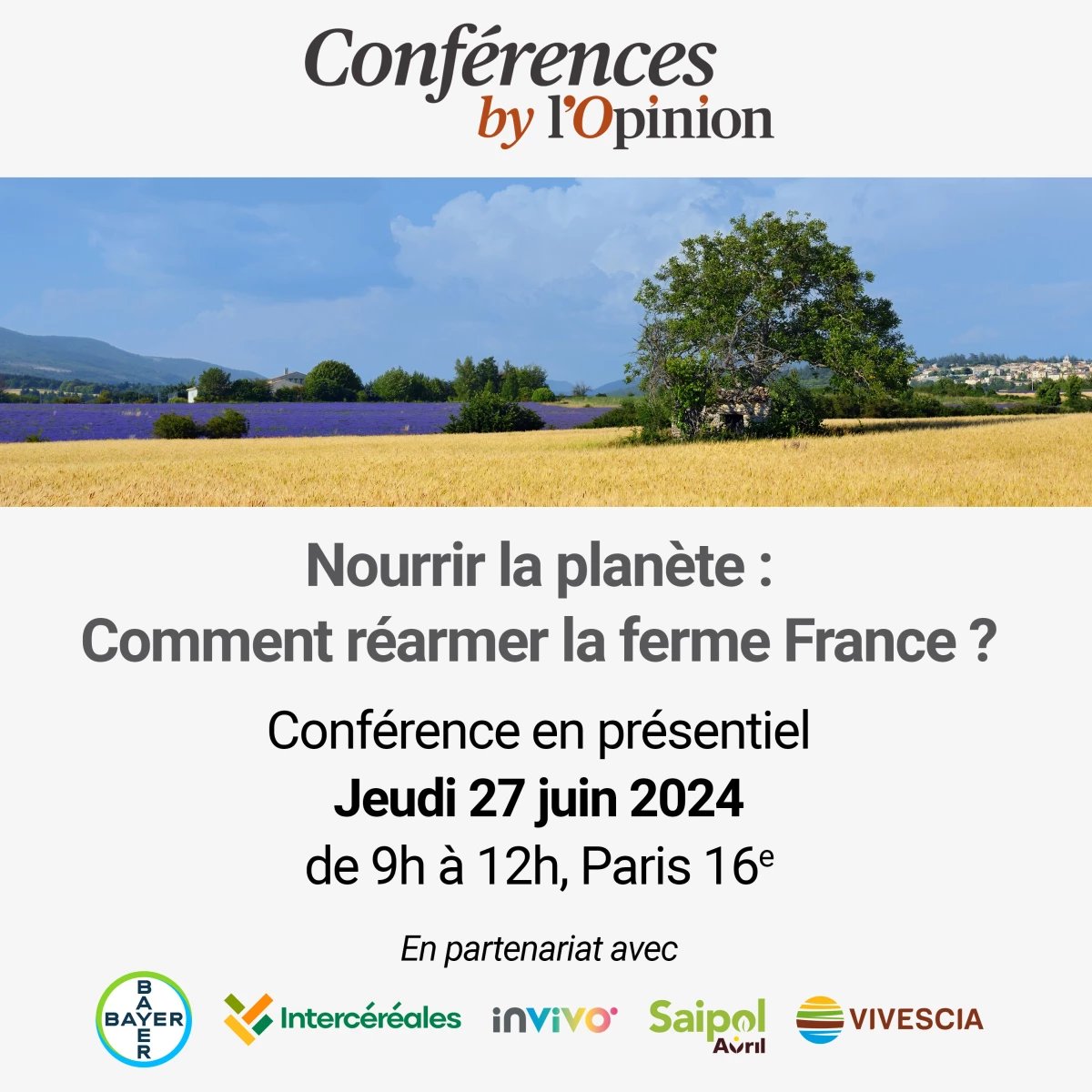 InVivo (@invivogroup) on Twitter photo Nourrir la planète : comment réarmer la ferme France ?
<a href="/TBlandinieres/">Thierry Blandinières</a> participera ce jeudi à une table ronde "Les clefs de la compétitivité de la ferme France" avec <a href="/A_Bourolleau/">Audrey Bourolleau</a>, fondatrice d'Hectar, dans le cadre des Conférences de L'Opinion.
lopinion.fr/evenements/nou… Nourrir la planète : comment réarmer la ferme France ?
<a href="/TBlandinieres/">Thierry Blandinières</a> participera ce jeudi à une table ronde "Les clefs de la compétitivité de la ferme France" avec <a href="/A_Bourolleau/">Audrey Bourolleau</a>, fondatrice d'Hectar, dans le cadre des Conférences de L'Opinion.
lopinion.fr/evenements/nou…