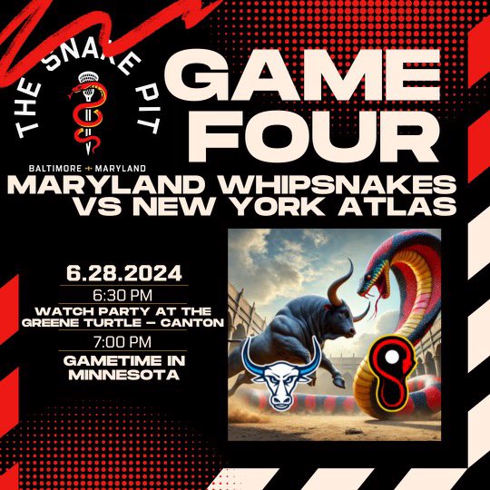 The Snake Pit (@thesnakepitsg) on Twitter photo Friday marks the launch of our Watch Parties at The Greene Turtle. Please join us at their Baltimore location in the Shops at Canton Crossing (3803 Boston St, Baltimore, MD 21224). Family friendly location, happy hour pricing, and PLL action! <a href="/PLLWhipsnakes/">Maryland Whipsnakes</a> <a href="/TheGreeneTurtle/">The Greene Turtle</a> Friday marks the launch of our Watch Parties at The Greene Turtle. Please join us at their Baltimore location in the Shops at Canton Crossing (3803 Boston St, Baltimore, MD 21224). Family friendly location, happy hour pricing, and PLL action! <a href="/PLLWhipsnakes/">Maryland Whipsnakes</a> <a href="/TheGreeneTurtle/">The Greene Turtle</a>