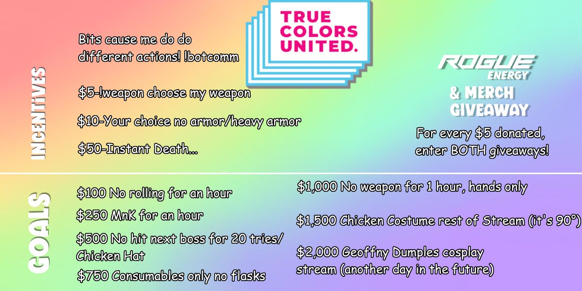 IT'S TIME! My 2nd Annual True Colors United Charity stream start now! All money will go towards helping LGBTQ+ youth combat homelessness, and also make Elden Ring much harder for me while I play! twitch.tv/zbowman