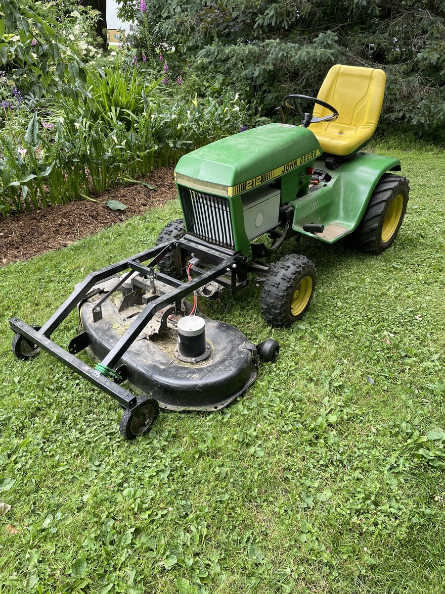 MattWShow's tweet image. Our oldest son Isaac (16), converted this 40 year old garden tractor to electric. We live on a farm with a biggish lawn and it used to cost us about $15 in gas to mow everything. Now it costs about $1.50 in electricity. That is a tenth. Now I know that takes a while to add up to…