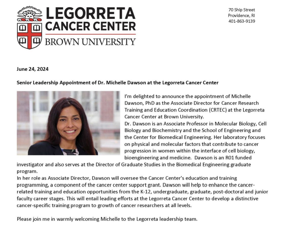 Wafik S. El-Deiry, MD, PhD, FACP (@weldeiry) on Twitter photo Great to welcome Dr. Michelle Dawson <a href="/DawsonStemCell/">Michelle R Dawson</a> as our Associate Director for Cancer Research Training and Education Coordination (CRTEC) at the #LegorretaCancerCenter <a href="/BrownUCancer/">Legorreta Cancer Center at Brown University</a> <a href="/BrownMedicine/">The Warren Alpert Medical School</a> <a href="/BrownUniversity/">Brown University</a> <a href="/ShiOnaCo/">shiyoko</a> @drdonsdizon <a href="/rwsobol/">Robert W. Sobol</a> <a href="/SenduraiMani/">Sendurai Mani</a> <a href="/bcarneiro7/">Benedito A. Carneiro, MD, MS</a> Great to welcome Dr. Michelle Dawson <a href="/DawsonStemCell/">Michelle R Dawson</a> as our Associate Director for Cancer Research Training and Education Coordination (CRTEC) at the #LegorretaCancerCenter <a href="/BrownUCancer/">Legorreta Cancer Center at Brown University</a> <a href="/BrownMedicine/">The Warren Alpert Medical School</a> <a href="/BrownUniversity/">Brown University</a> <a href="/ShiOnaCo/">shiyoko</a> @drdonsdizon <a href="/rwsobol/">Robert W. Sobol</a> <a href="/SenduraiMani/">Sendurai Mani</a> <a href="/bcarneiro7/">Benedito A. Carneiro, MD, MS</a>