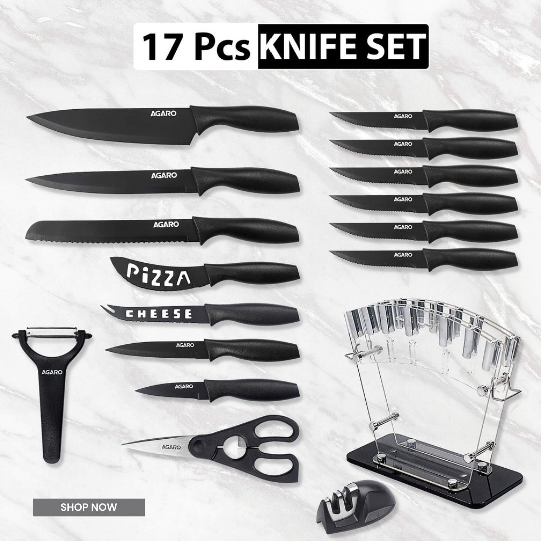 Kitchenkithub's tweet image. Elevate your culinary experience with the Grand 17-piece kitchen knife set. This comprehensive collection ensures you have the perfect knife for every task, enhancing precision in the kitchen.#KitchenKnifeSet #CulinaryTools #KitchenEssential

Click here : kit.co/Kitchen.essent…