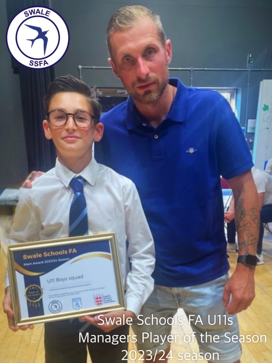 Swale Schools FA (@swalessfa) on Twitter photo Well done Teddy from our u11s also from <a href="/kentschools_fa/">Kent Schools FA</a> U11 squad 🙌👍.
Coming away with Managers Player of the season yesterday evening 🏆
<a href="/SchoolsFootball/">English Schools' Football Association</a> Well done Teddy from our u11s also from <a href="/kentschools_fa/">Kent Schools FA</a> U11 squad 🙌👍.
Coming away with Managers Player of the season yesterday evening 🏆
<a href="/SchoolsFootball/">English Schools' Football Association</a>